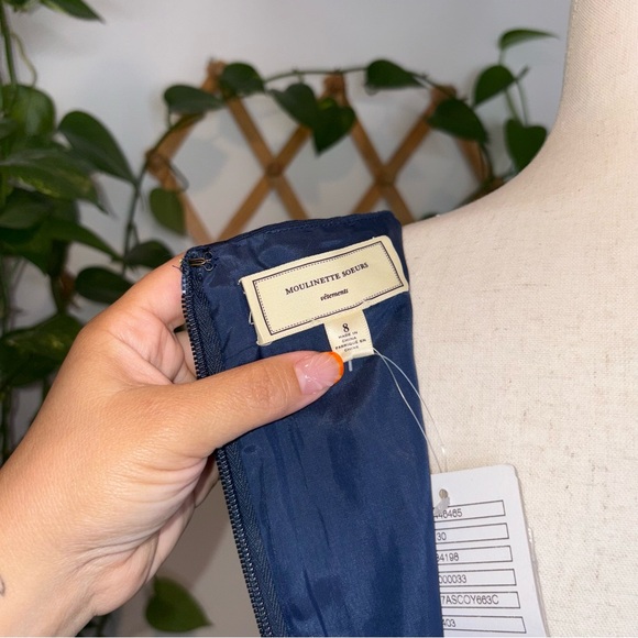 ANTHROPOLOGIE Moulinette Soeurs Navy Gold Trim Beading Dress - Picture 9 of 13